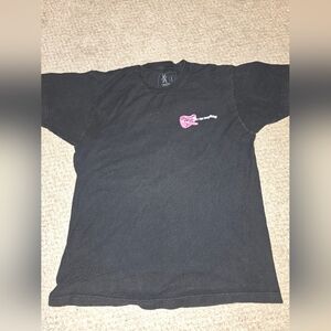 Black T-Shirt with Pink Guitar Graphic